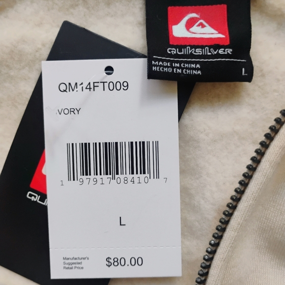 QUIKSILVER NEW Red Box Zip Up Hoodie Jacket - Picture 10 of 10
